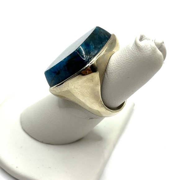 JTV Ring Blue Apatite Gemstone Rhodium Plated Sterling Silver Ring - Size 6 - Picture 2 of 15